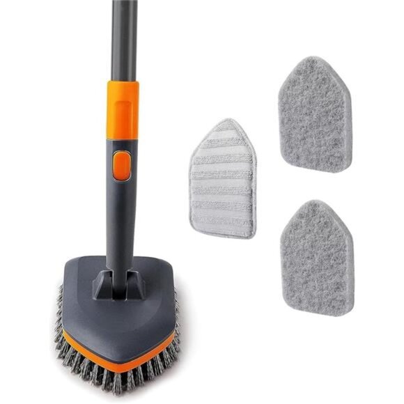 Tile Tub Scrubber Brush with 3Different Function Cleaning Heads & 56" Extendable - Picture 4 of 7
